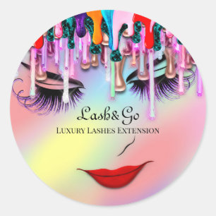 Make-up Artiest Lash Extension Drips Ombre Pastels Ronde Sticker