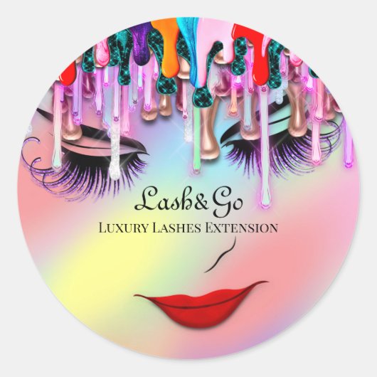 Make-up Artiest Lash Extension Drips Ombre Pastels Ronde Sticker (Voorkant)