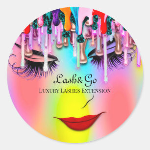 Make-up Artiest Lash Extension Drips Ombre Rainbow Ronde Sticker