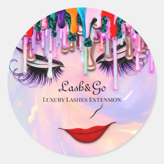 Make-up Artiest Lash Extension Drips Prinses Ronde Sticker (Voorkant)