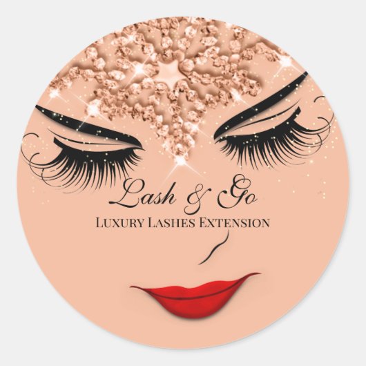 Make-up artiest Lash Extension Lip Princess Roos Ronde Sticker (Voorkant)