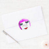 Make-up Artiest Lash Extension Lips Bangs Roze Haa Ronde Sticker (Envelop)