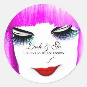 Make-up Artiest Lash Extension Lips Bangs Roze Haa Ronde Sticker