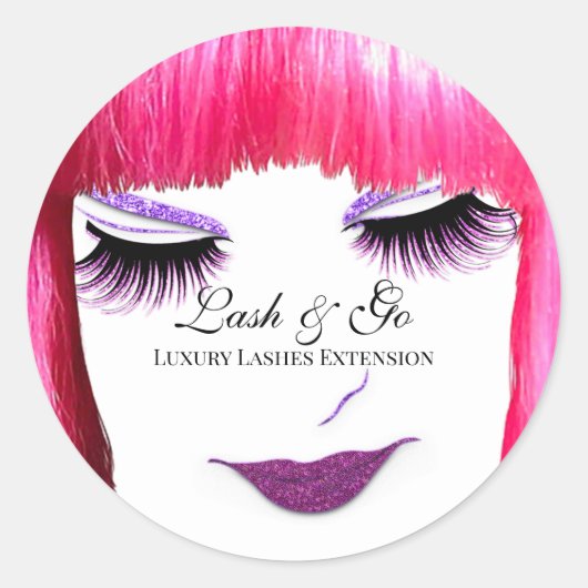 Make-up Artiest Lash Extension Roze Lips Bangs Haa Ronde Sticker (Voorkant)