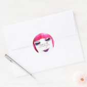 Make-up Artiest Lash Extension Roze Lips Bangs Haa Ronde Sticker (Envelop)