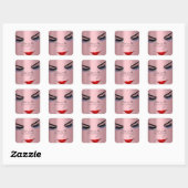 Make-up artiest Lash Extension Roze rode lippen Vierkante Sticker (Vel)