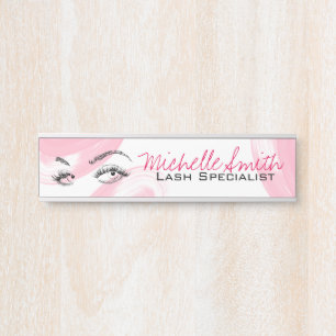 Make-up Artiest Lash Extensions Lashes Brows Roze Deurbordje