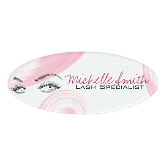Make-up Artiest Lash Extensions Lashes Brows Roze Naambadge (Voorkant)