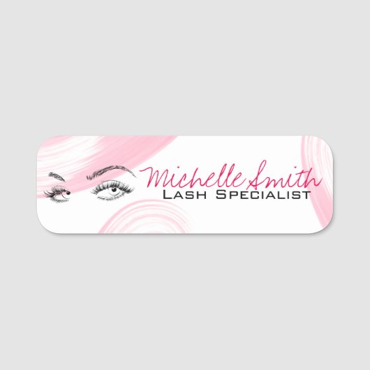 Make-up Artiest Lash Extensions Lashes Brows Roze Naamplaatje (Voorkant)