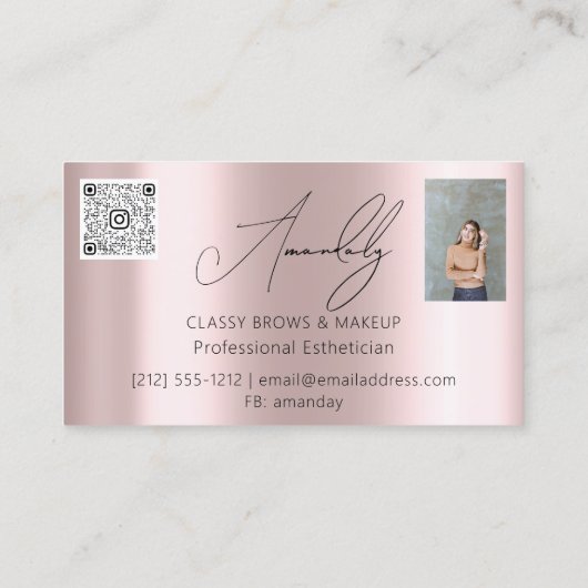 Make-up Artiest Lash QR LOGO Microblade Blush Roos Visitekaartje (Achterkant)