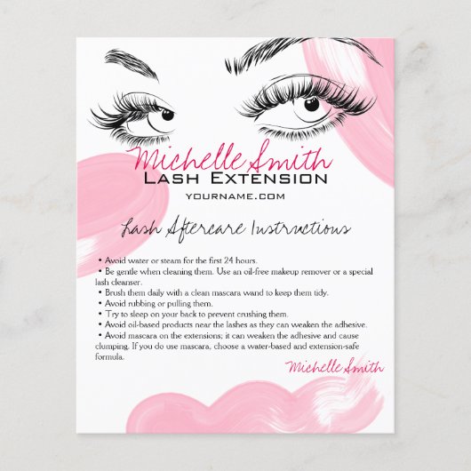 Make-up Artiest Lashes Brows Nazorg Instructies Flyer (Voorkant)