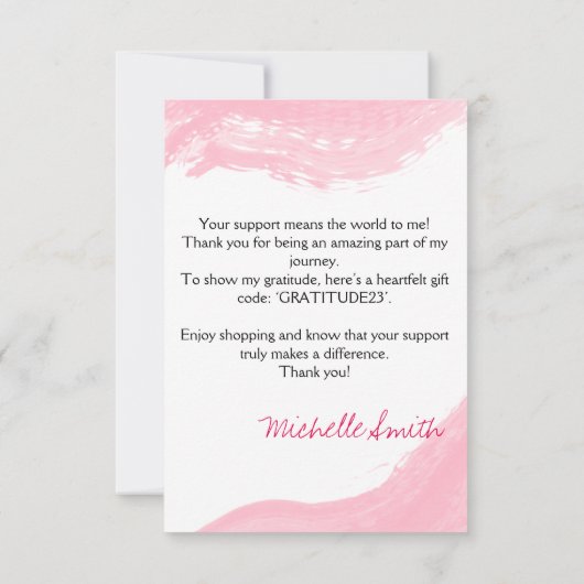 Make-up Artiest Lashes Brows Roze Dank Bedankkaart (Achterkant)