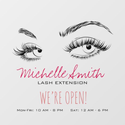 Make-up Artiest Lashes Brows Zwart en Wit Eenvoudi Raamsticker (Vel)