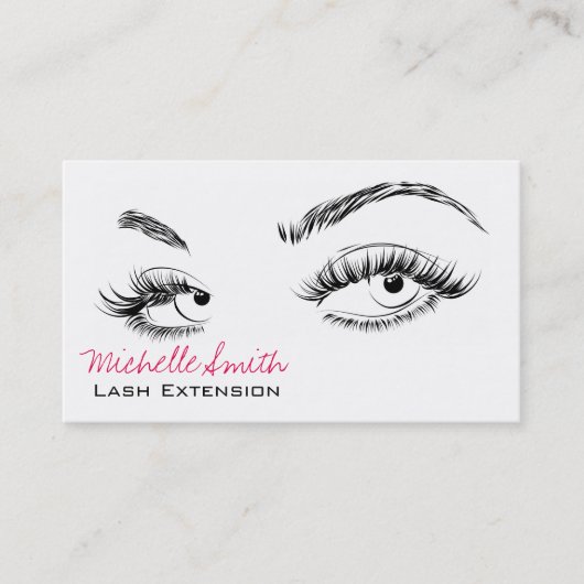 Make-up Artiest Lashes Brows Zwart en Wit Eenvoudi Visitekaartje (Voorkant)