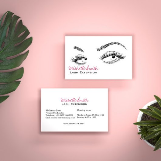 Make-up Artiest Lashes Brows Zwart en Wit Eenvoudi Visitekaartje