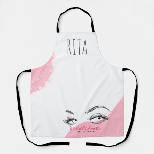 Make-up Artiest Lashes Brows Zwart Wit Naam Schort (Voorkant)