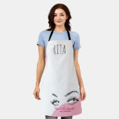 Make-up Artiest Lashes Brows Zwart Wit Naam Schort (Gedragen)