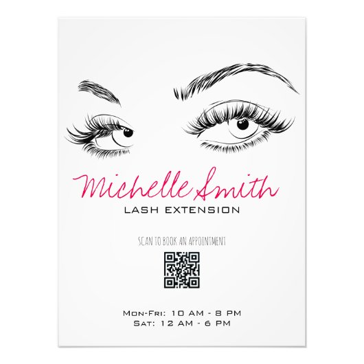 Make-up Artiest Lashes Brows Zwart Wit QR Code Foto Afdruk (Voorkant)