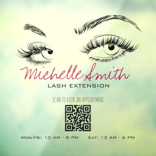 Make-up Artiest Lashes Brows Zwart Wit QR Code Raamsticker (Vel 3)
