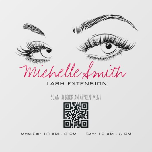 Make-up Artiest Lashes Brows Zwart Wit QR Code Raamsticker (Vel)