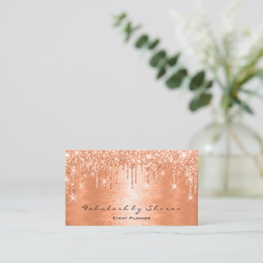 Make-up Artiest Lashes Glitter Drips Koraal Event Visitekaartje (Staand voorkant)
