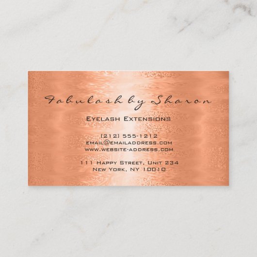 Make-up Artiest Lashes Glitter Drips Koraal Event Visitekaartje (Achterkant)