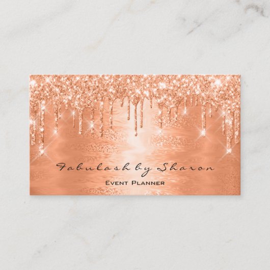 Make-up Artiest Lashes Glitter Drips Koraal Event Visitekaartje (Voorkant)