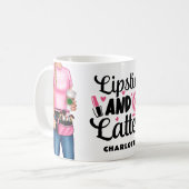 Make-up artiest lippenstift en lattes gepersonalis koffiemok (Voorkant links)