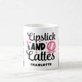 Make-up artiest lippenstift en lattes gepersonalis koffiemok (Center)