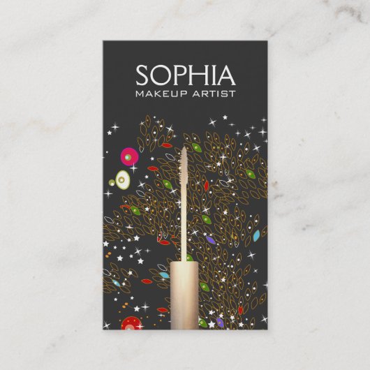 Make-up Artiest Logo Mascara Artistiek Patroon Visitekaartje (Voorkant)