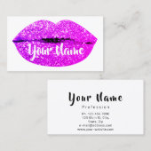 Make-up Artiest Magenta Roze Kiss Lips Suiker Glit Visitekaartje (Voorkant / Achterkant)