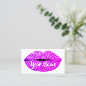 Make-up Artiest Magenta Roze Kiss Lips Suiker Glit Visitekaartje (Staand voorkant)