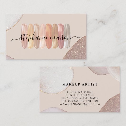 Make-up artiest make-up tinten moderne glitterij visitekaartje (Voorkant / Achterkant)