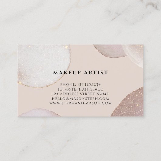 Make-up artiest make-up tinten moderne glitterij visitekaartje (Achterkant)