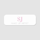 Make Up Artiest Minimal Monogram Roze Naamplaatje (Voorkant)