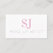 Make Up Artiest Minimal Monogram Roze Visitekaartje (Voorkant)