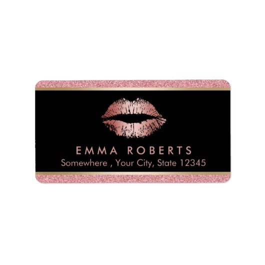 Make-up Artiest Modern Roos Gouden Glitter Lips Sa Etiket (Voorkant)