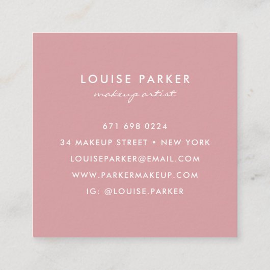 Make-up artiest moderne blush roze witte lippen ku vierkante visitekaartje (Achterkant)