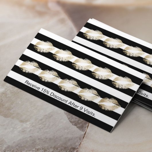 Make-up artiest moderne gouden lippen loyaliteit p klantenkaartje