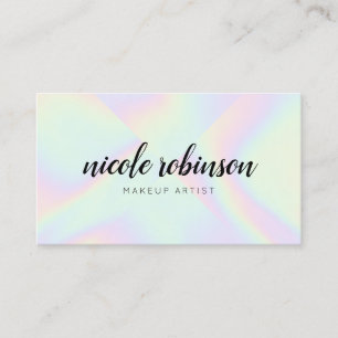 Make-up artiest moderne pastel regenboog holografi visitekaartje