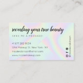Make-up artiest moderne pastel regenboog holografi visitekaartje (Achterkant)