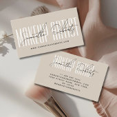 Make-up artiest moderne typografie script beige visitekaartje