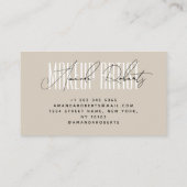 Make-up artiest moderne typografie script beige visitekaartje (Achterkant)