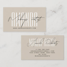 Make-up artiest moderne typografie script beige visitekaartje