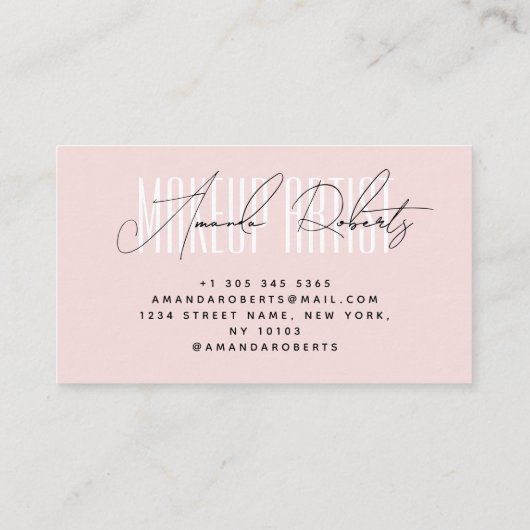 Make-up artiest moderne typografie script blush ro visitekaartje (Achterkant)