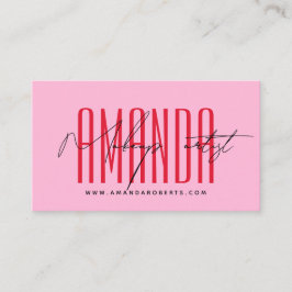 Make-up artiest moderne typografie script rood roz visitekaartje
