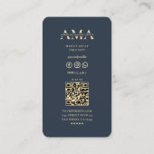 Make-up Artiest Monogram Donkerblauw Modern Visitekaartje (Achterkant)