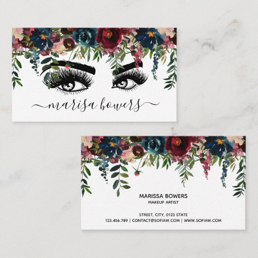 Make-up artiest Mooi Oog Schoonheid Bourgondië Blo Visitekaartje (Voorkant / Achterkant)