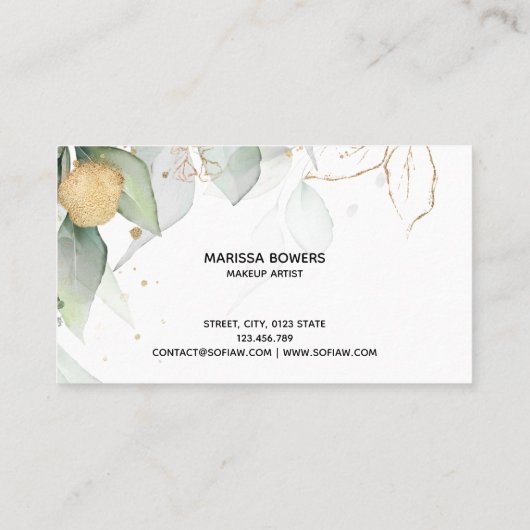Make-up artiest Mooi Oog Schoonheid Groen Bloemen Visitekaartje (Achterkant)