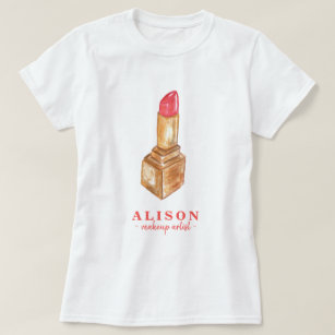 Make-up artiest naam geschilderde waterverf lippen t-shirt